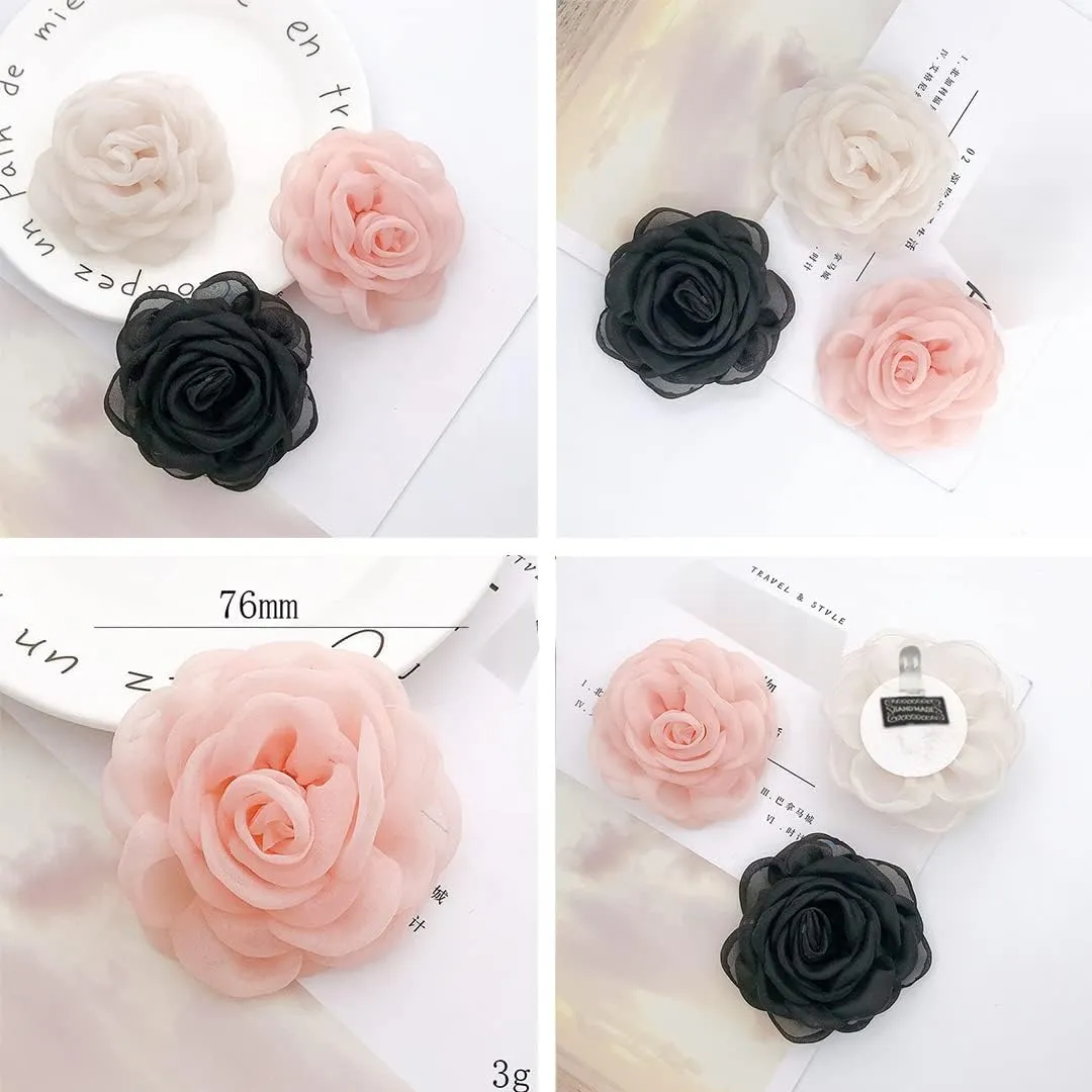 2 Pcs Lace Rose Shoe Buckles Fabric Flower Shoe Clips Detachable Pumps High Heel Flats Decorations Accessories Charms