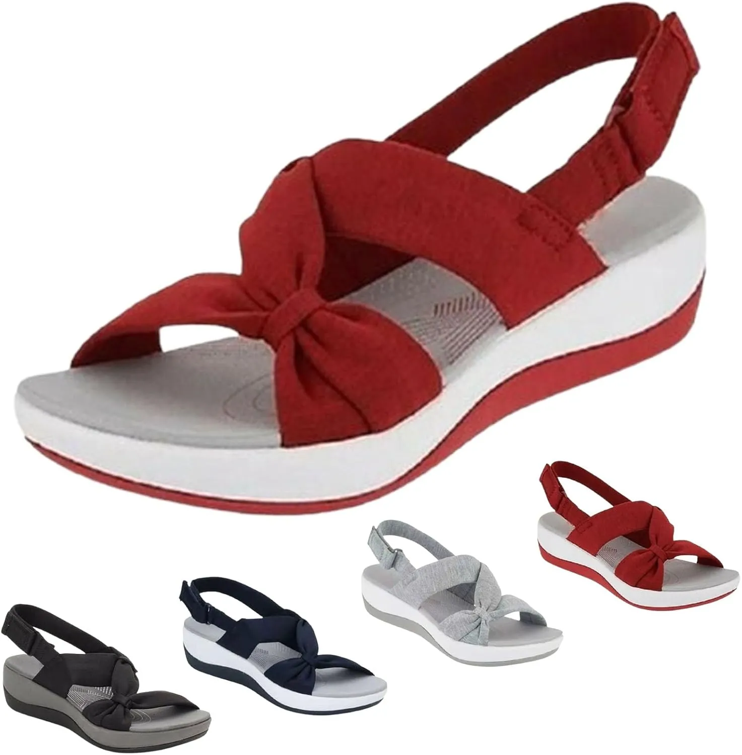 2024 New Women's Comfortable Orthopedic Arch Support Shoes Summer Casual Orthotic Low Platform Wedges Sandals with Back Strap Cute Dress Walking Sandals