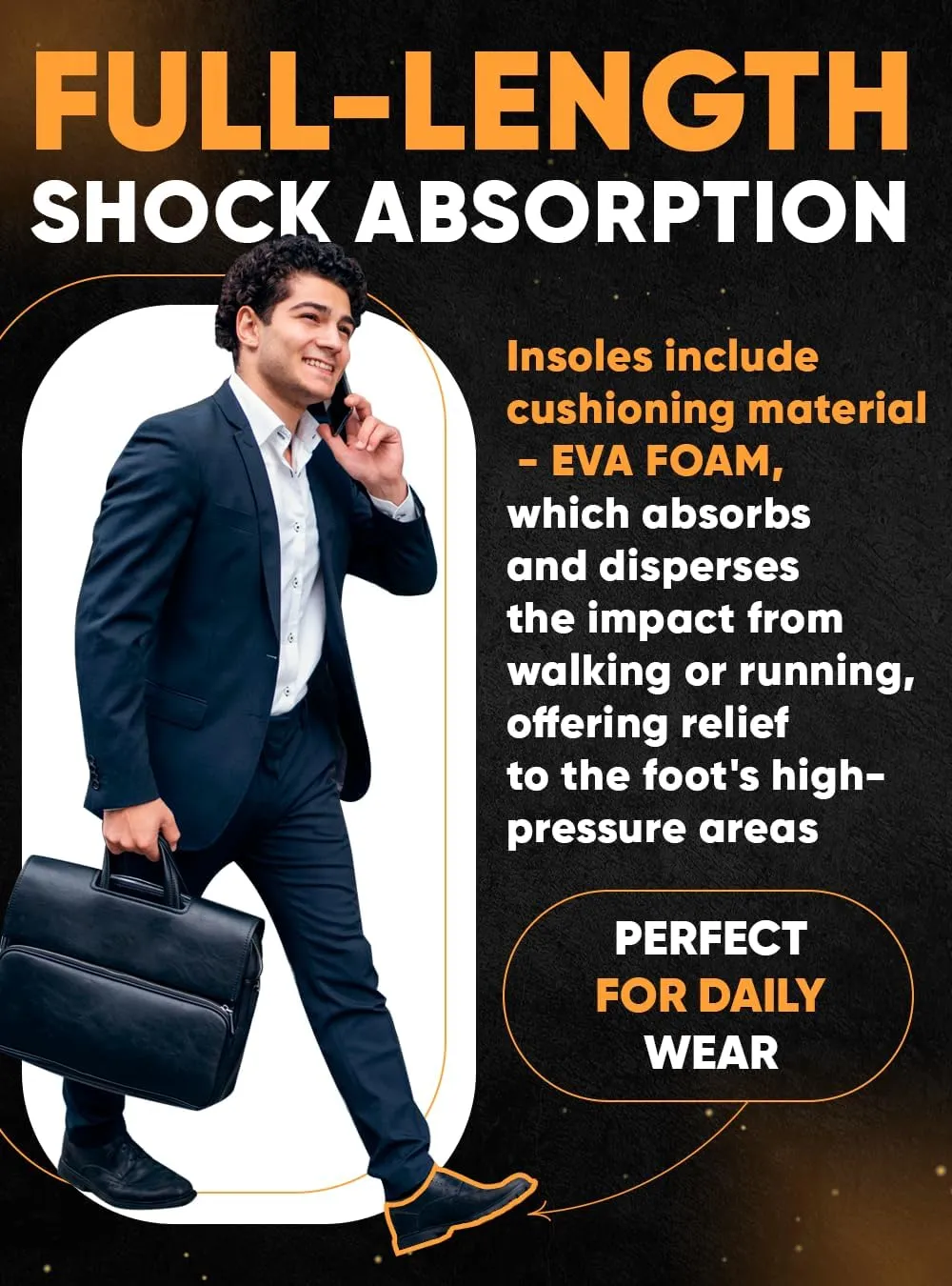(2025) Premium High Arch Insoles for Ultimate Support - Plantar Fasciitis - Comfort for Foot Pain Relief - Anti-Fatigue - Orthotic Shoe Sole Inserts Men Women Standing All Day (Black, M)