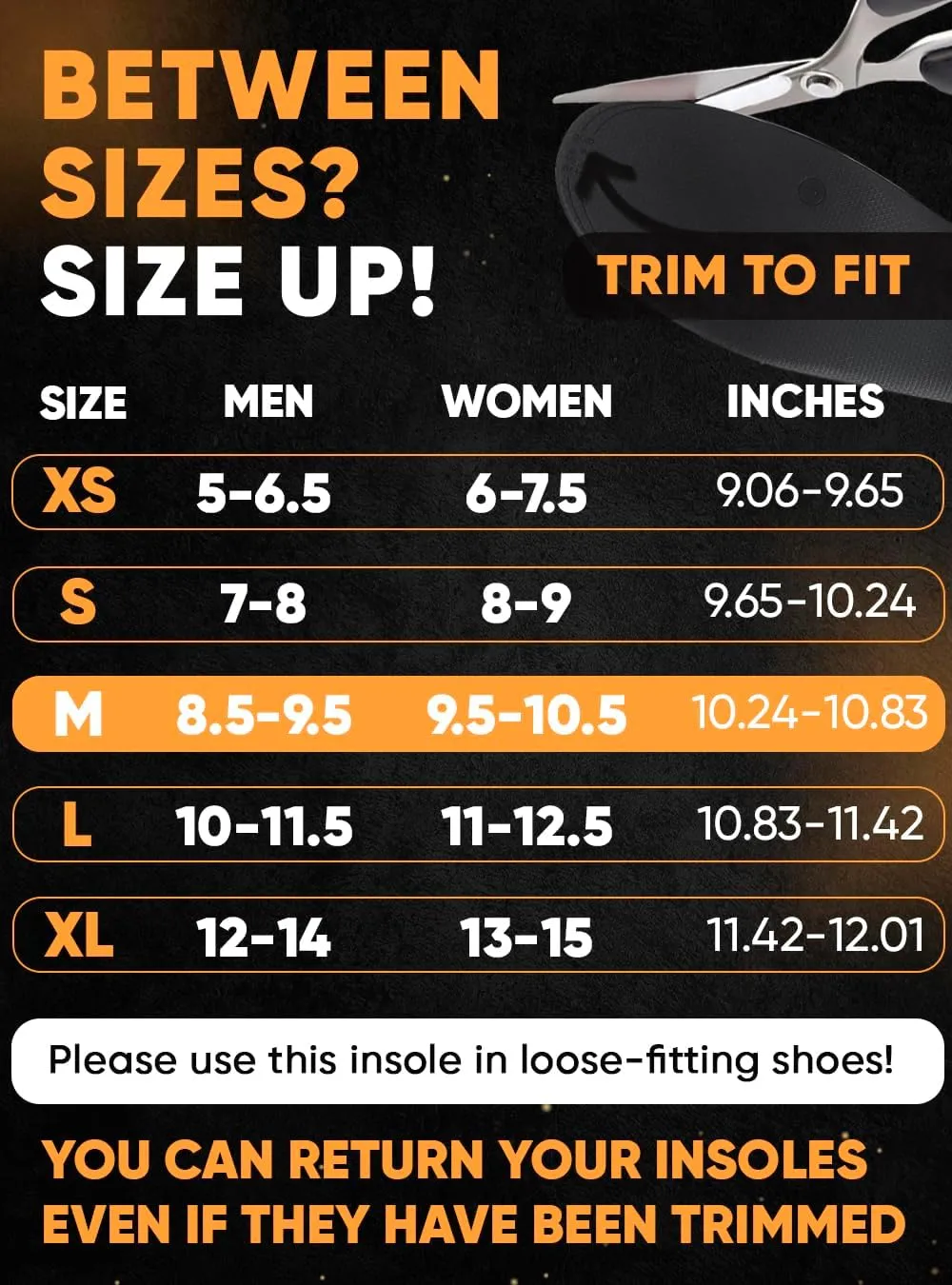 (2025) Premium High Arch Insoles for Ultimate Support - Plantar Fasciitis - Comfort for Foot Pain Relief - Anti-Fatigue - Orthotic Shoe Sole Inserts Men Women Standing All Day (Black, M)