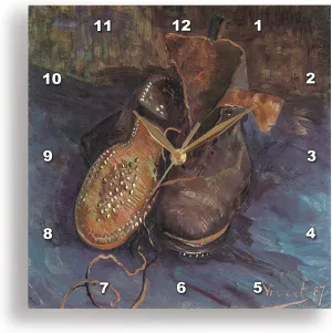 3dRose Wall Clock Silent - 15 inch - A Pair of Boots by Vincent Van Gogh - BLN Vincent Van Gogh Collection