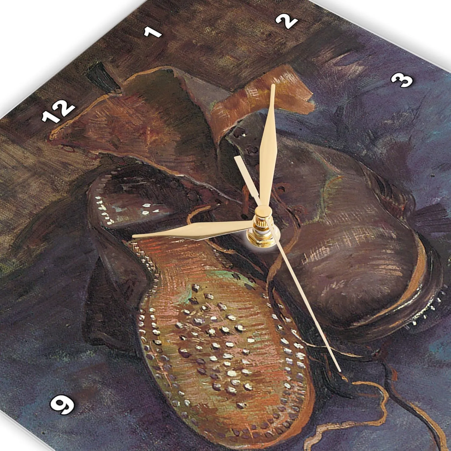 3dRose Wall Clock Silent - 15 inch - A Pair of Boots by Vincent Van Gogh - BLN Vincent Van Gogh Collection