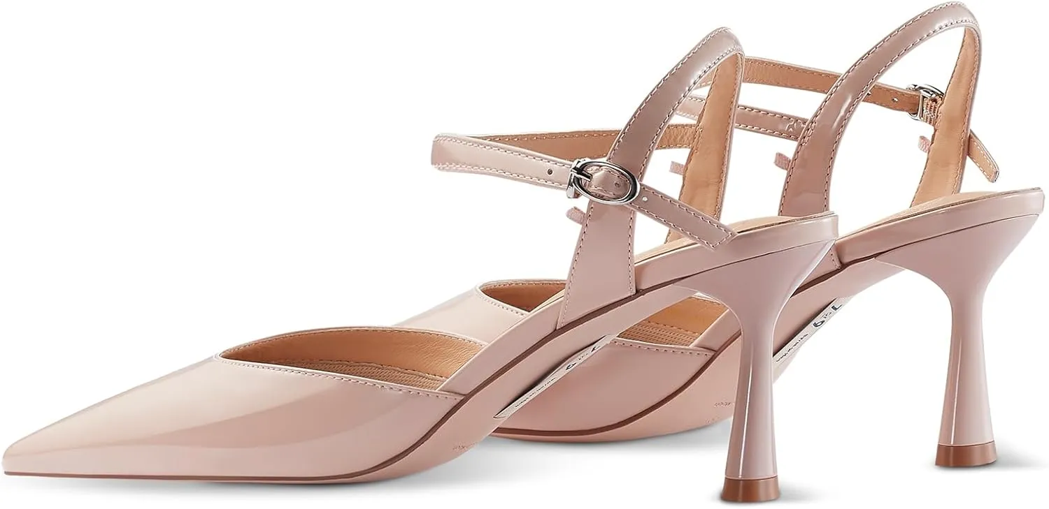 7or9 Slingbacks High Heels for Women Comfortable Air-Touch Foam Pointed-Toe Kitten Heels Casual Dressy Bridal Pumps Women Sandals