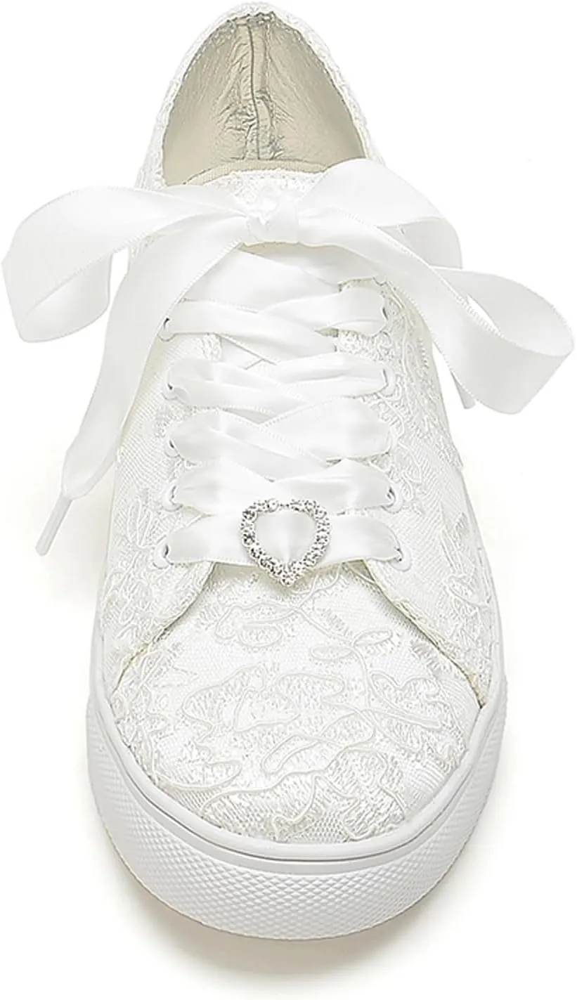A580-01LS Wedding Shoes Lace Bridal Sneakers Comfortable Bridal Tennis Shoes Bride Flats