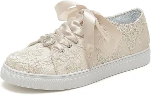 A580-01LS Wedding Shoes Lace Bridal Sneakers Comfortable Bridal Tennis Shoes Bride Flats