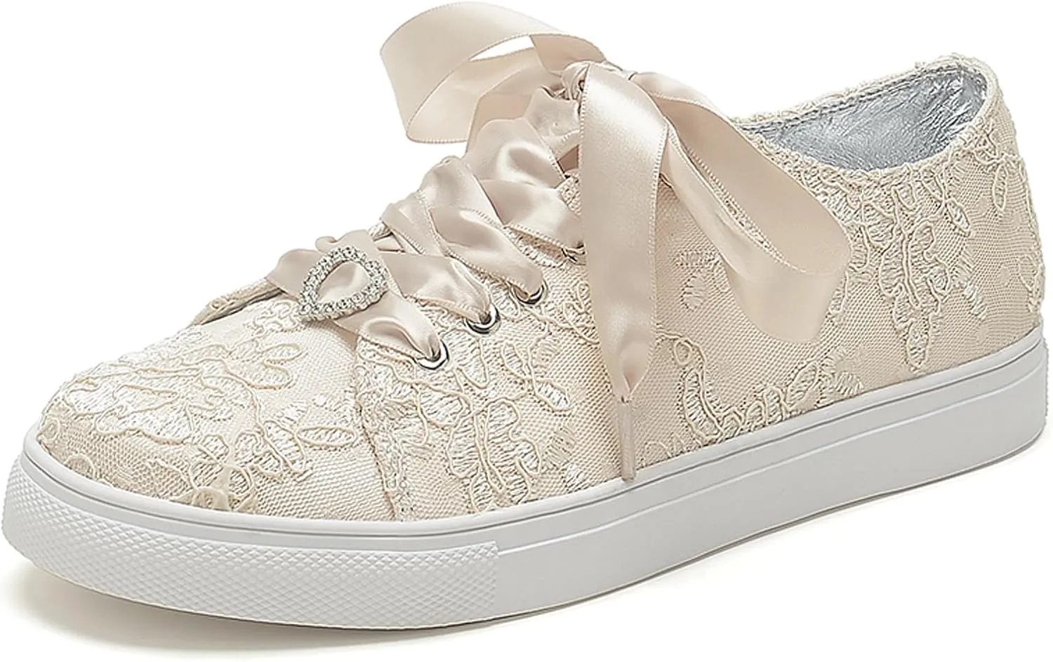 A580-01LS Wedding Shoes Lace Bridal Sneakers Comfortable Bridal Tennis Shoes Bride Flats