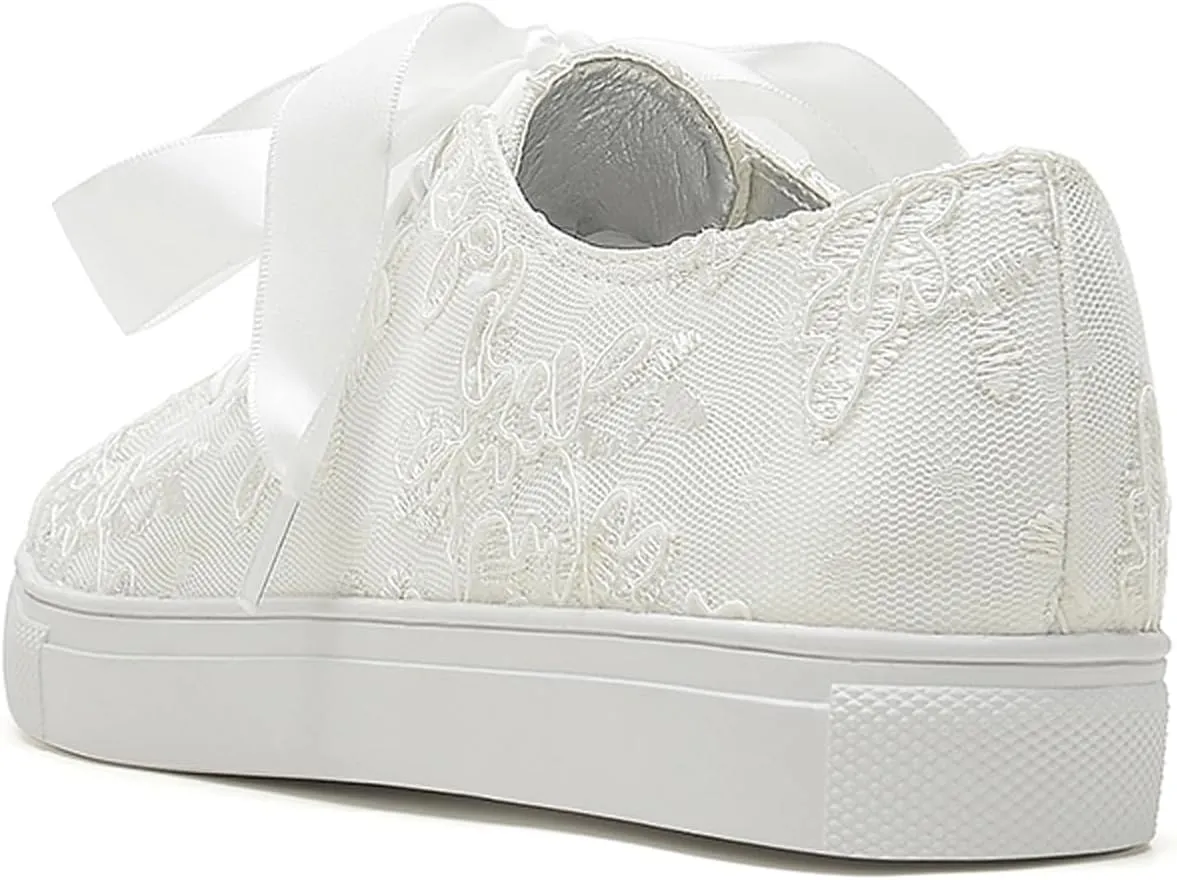 A580-01LS Wedding Shoes Lace Bridal Sneakers Comfortable Bridal Tennis Shoes Bride Flats