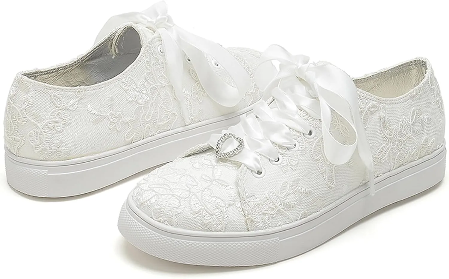 A580-01LS Wedding Shoes Lace Bridal Sneakers Comfortable Bridal Tennis Shoes Bride Flats
