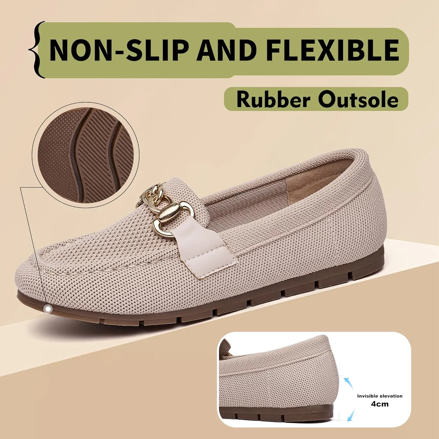 ABEJOJO Women's Loafer Shoes, Comfortable Slip on Casual Flat Penny Shoes for Walking, Driving, Dressy
