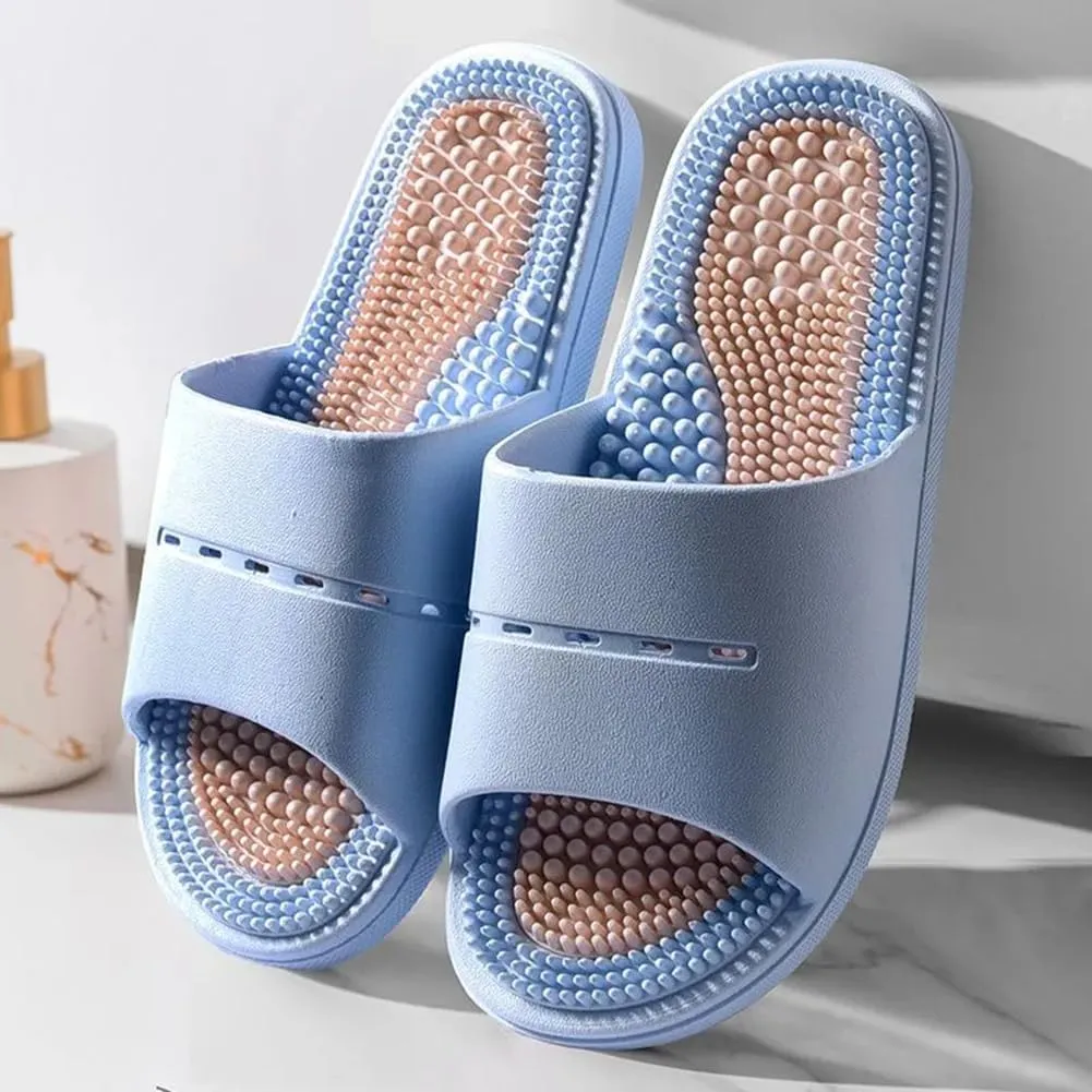 Acupressure Massage Slippers Acupressure Foot Massager Shoes Reflexology Sandals Gift for Men Women Reduce Feet Neuropathy Pain Relief and Tension (Light blue1,US Women 5-6/men 3.5-4.5)