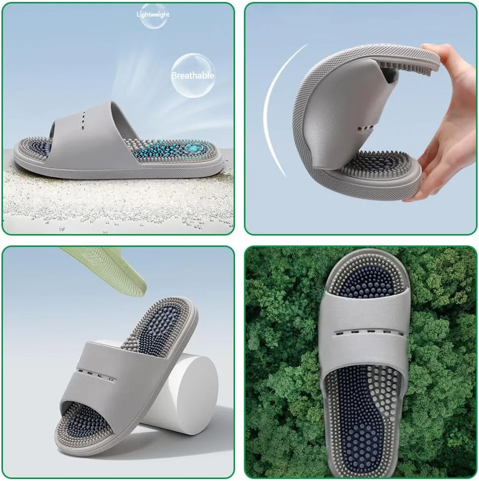 Acupressure Massage Slippers Acupressure Foot Massager Shoes Reflexology Sandals Gift for Men Women Reduce Feet Neuropathy Pain Relief and Tension (Pink,US Women 5-6/men 3.5-4.5)