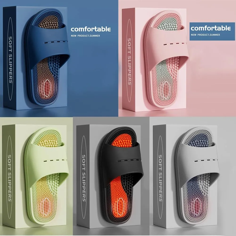 Acupressure Massage Slippers Acupressure Foot Massager Shoes Reflexology Sandals Gift for Men Women Reduce Feet Neuropathy Pain Relief and Tension (Pink,US Women 5-6/men 3.5-4.5)