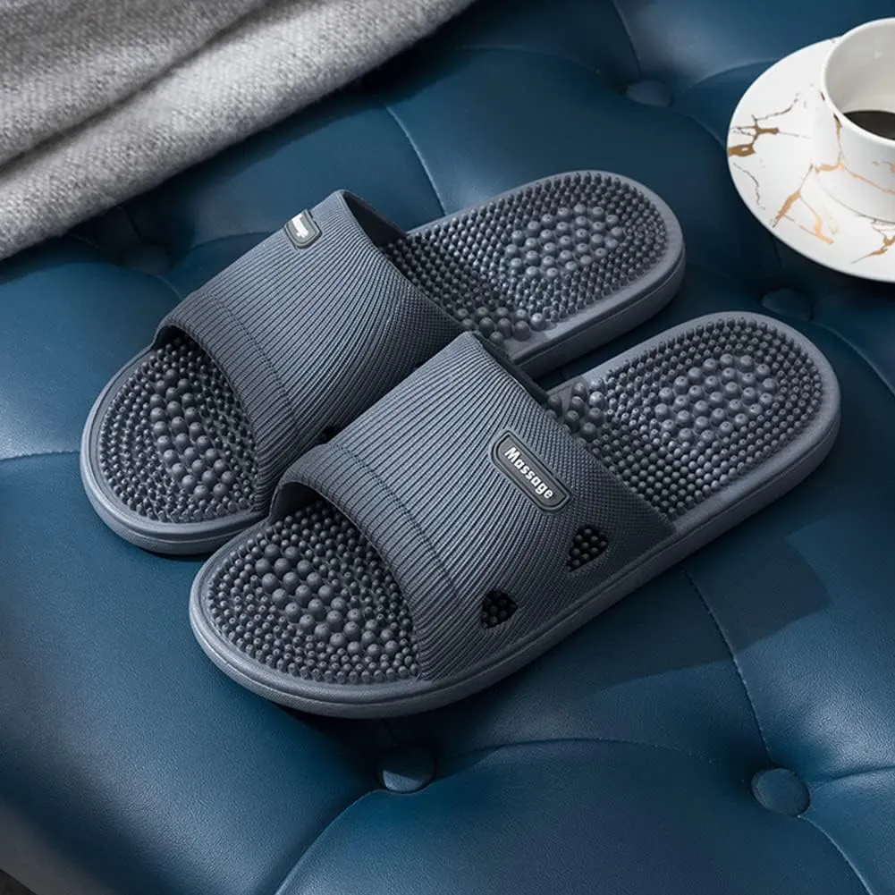 Acupressure Massage Slippers for Plantar Fasciitis for Women Acupuncture Slippers Arthritis Neuropathy Pain Relief Non-Slip Massage Sandals Women Stress Relief Gifts for Bath (Men 7.5-8.5, Dark Gray)