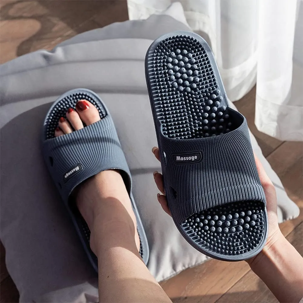 Acupressure Massage Slippers for Plantar Fasciitis for Women Acupuncture Slippers Arthritis Neuropathy Pain Relief Non-Slip Massage Sandals Women Stress Relief Gifts for Bath (Men 7.5-8.5, Dark Gray)