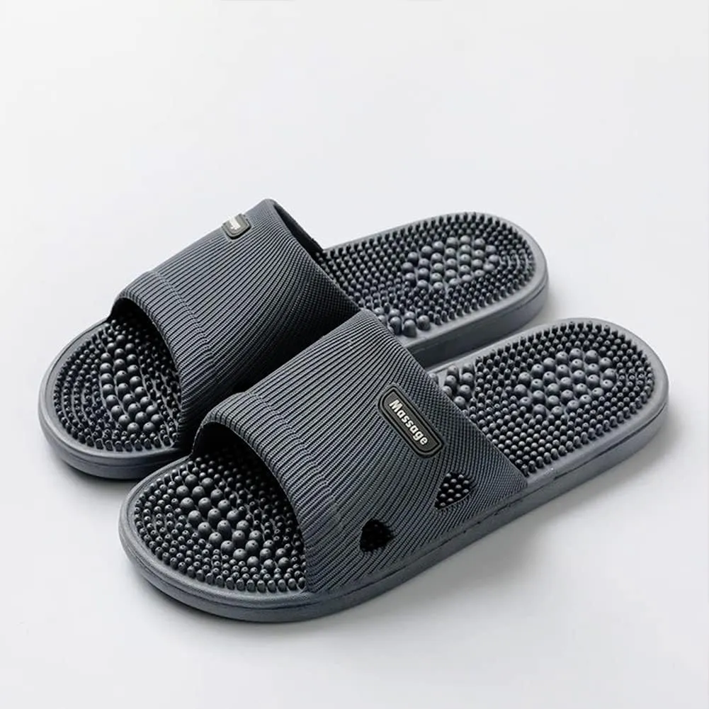 Acupressure Massage Slippers for Plantar Fasciitis for Women Acupuncture Slippers Arthritis Neuropathy Pain Relief Non-Slip Massage Sandals Women Stress Relief Gifts for Bath (Men 7.5-8.5, Dark Gray)