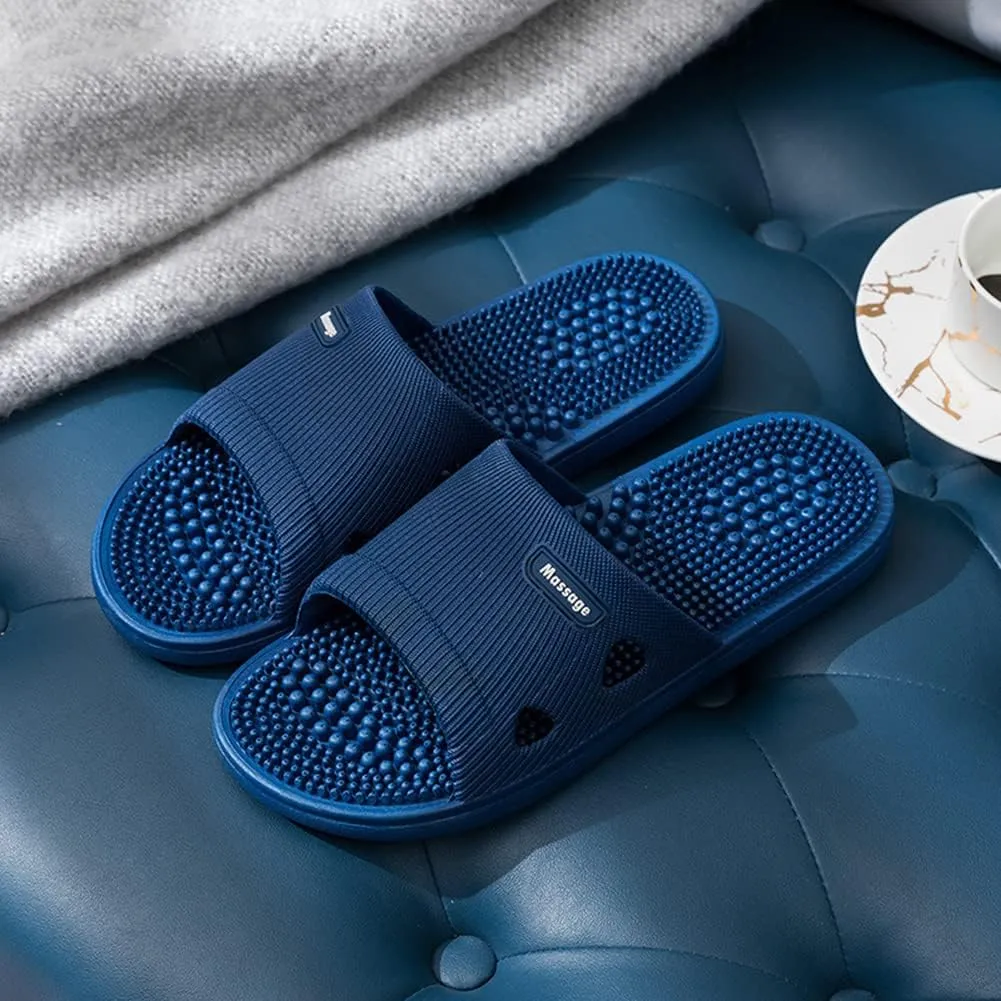 Acupressure Massage Slippers for Plantar Fasciitis for Women Acupuncture Slippers Arthritis Neuropathy Pain Relief Non-Slip Massage Sandals Women Stress Relief Gifts for Bath (US Men 8.5-9.5, Blue)
