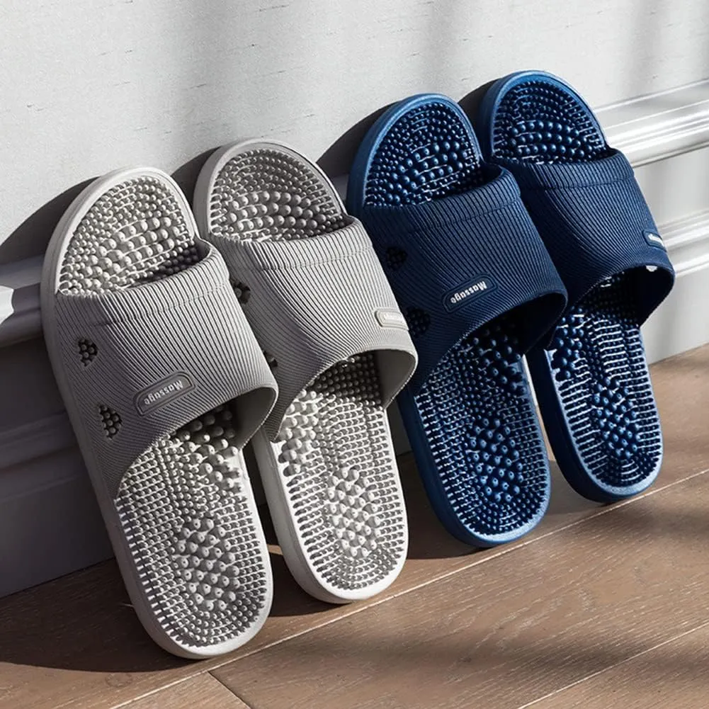Acupressure Massage Slippers for Plantar Fasciitis for Women Acupuncture Slippers Arthritis Neuropathy Pain Relief Non-Slip Massage Sandals Women Stress Relief Gifts for Bath (US Men 8.5-9.5, Blue)