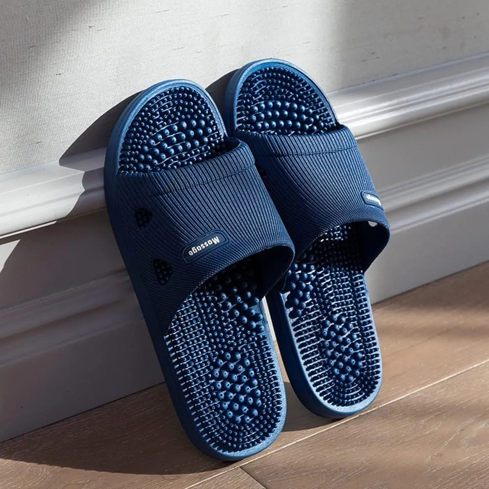 Acupressure Massage Slippers for Plantar Fasciitis for Women Acupuncture Slippers Arthritis Neuropathy Pain Relief Non-Slip Massage Sandals Women Stress Relief Gifts for Bath (US Men 8.5-9.5, Blue)