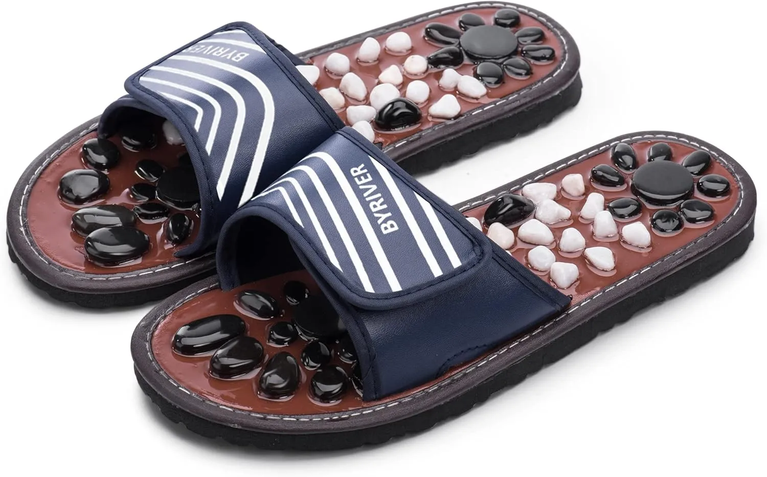 Acupressure Mat Pebble Foot Massager Relaxer Pain Relief Health Sandals Slippers Relaxation Gifts for Men Women(Blue25)