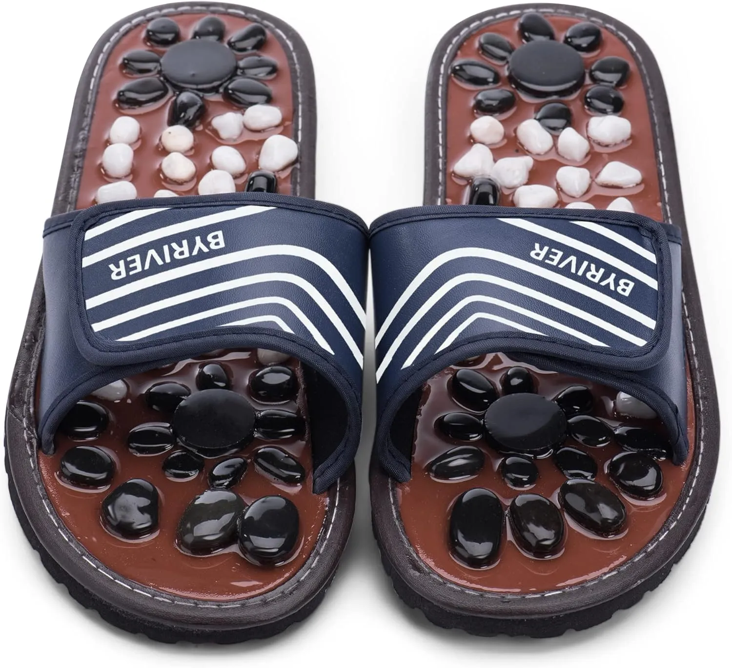 Acupressure Mat Pebble Foot Massager Relaxer Pain Relief Health Sandals Slippers Relaxation Gifts for Men Women(Blue25)