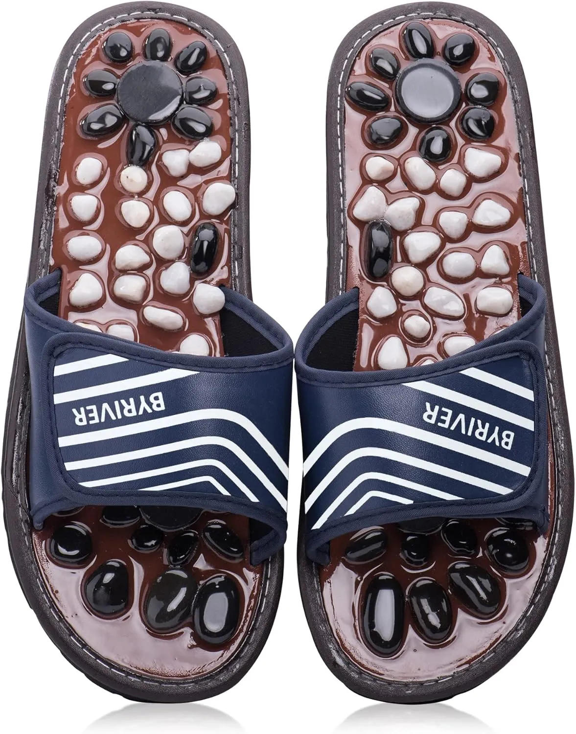 Acupressure Mat Pebble Foot Massager Relaxer Pain Relief Health Sandals Slippers Relaxation Gifts for Men Women(Blue25)