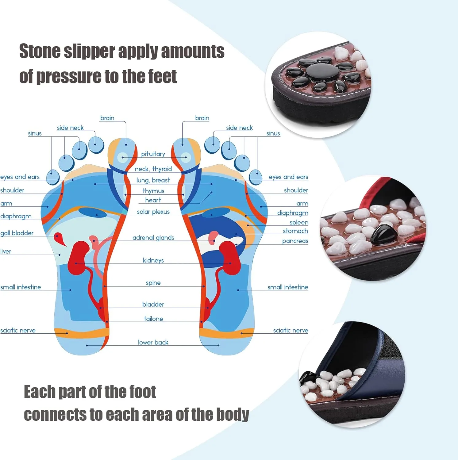 Acupressure Mat Pebble Foot Massager Relaxer Pain Relief Health Sandals Slippers Relaxation Gifts for Men Women(Blue25)
