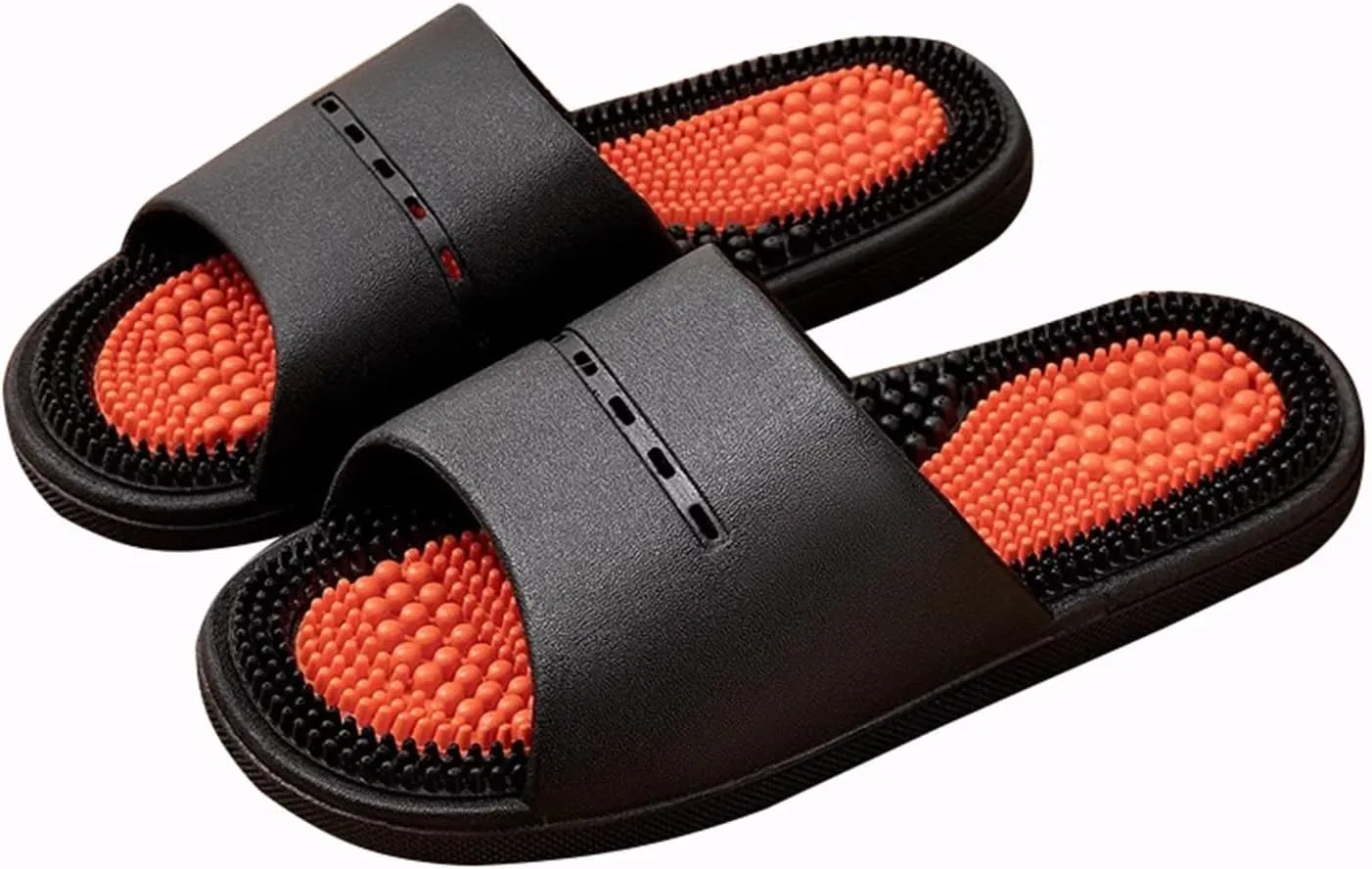 Acupressure Reflexology Slippers,Open Toe Sandals Non-Slip Slipper for Women and Men Shower Shoes Non-Slip Quick Drying Lightweight Shower Slippers(Black,EUR42-43)