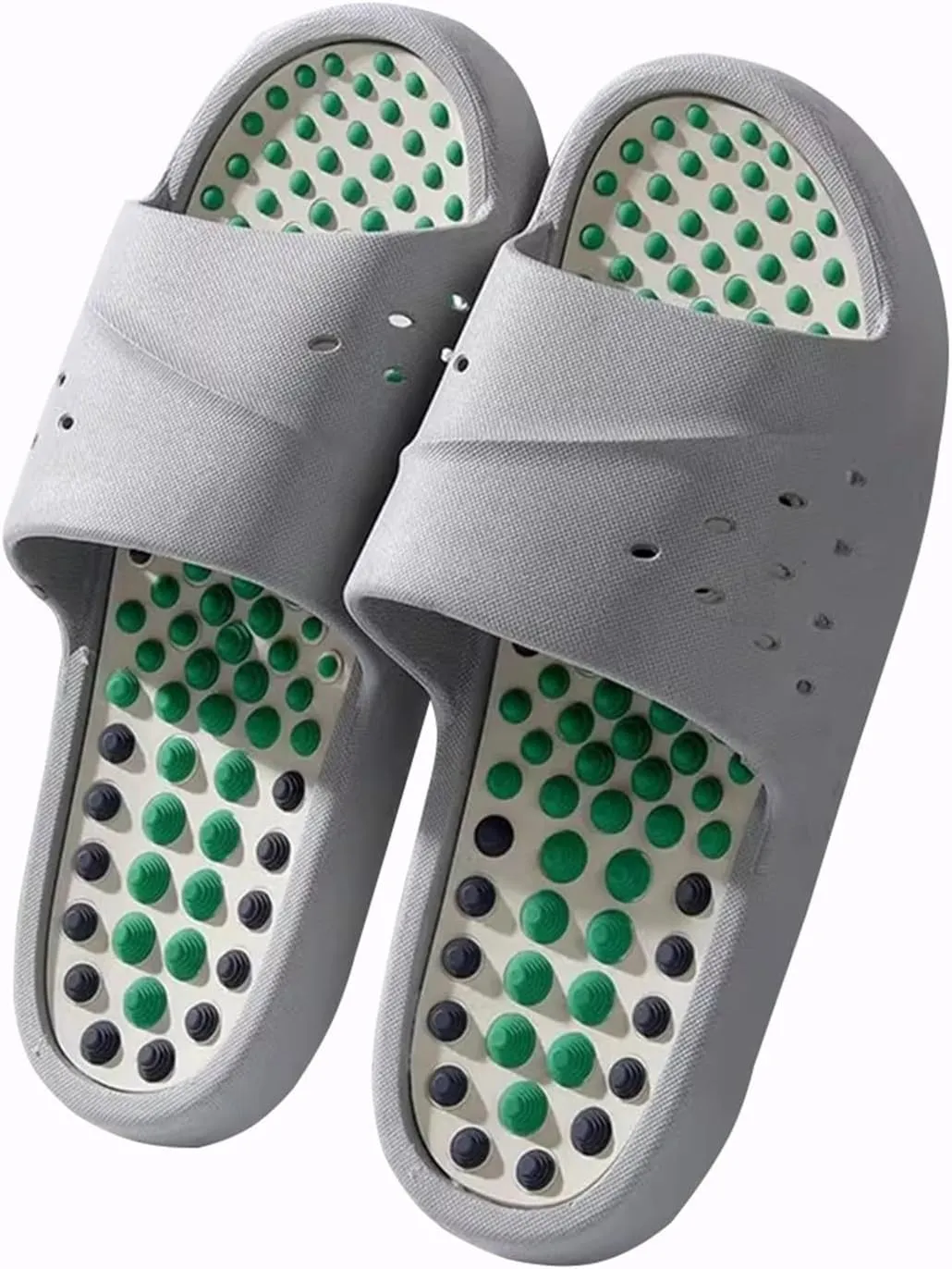 Acupressure Slippers for Women Indoor, Sandals Open Toe Shower Shoes Foot Acupressure Slippers for Men House Bath Relief Plantar Fasciitis -Promote Circulation(Gray,EUR44-45)
