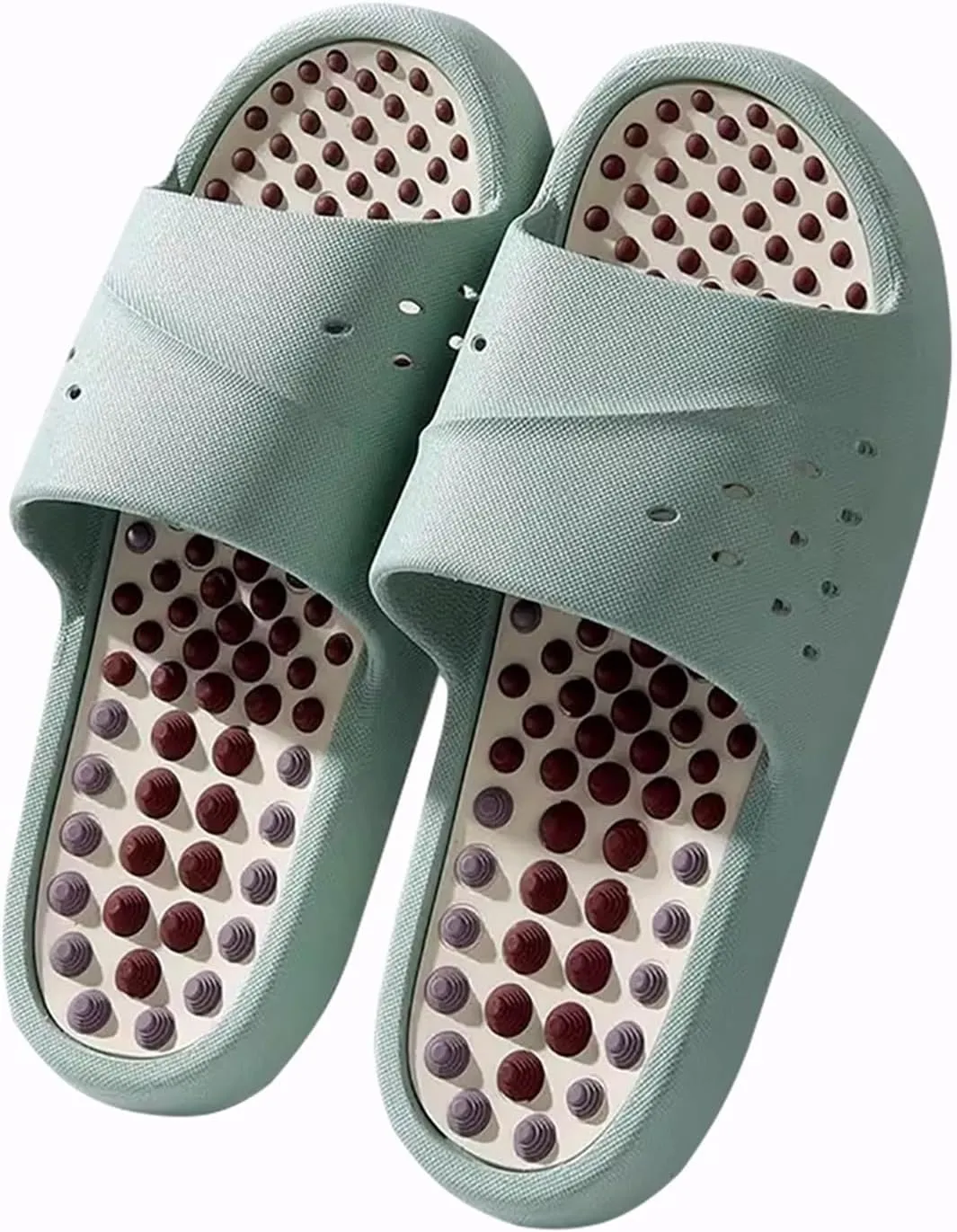 Acupressure Slippers for Women Indoor, Sandals Open Toe Shower Shoes Foot Acupressure Slippers for Men House Bath Relief Plantar Fasciitis -Promote Circulation(Green,EUR38-39)