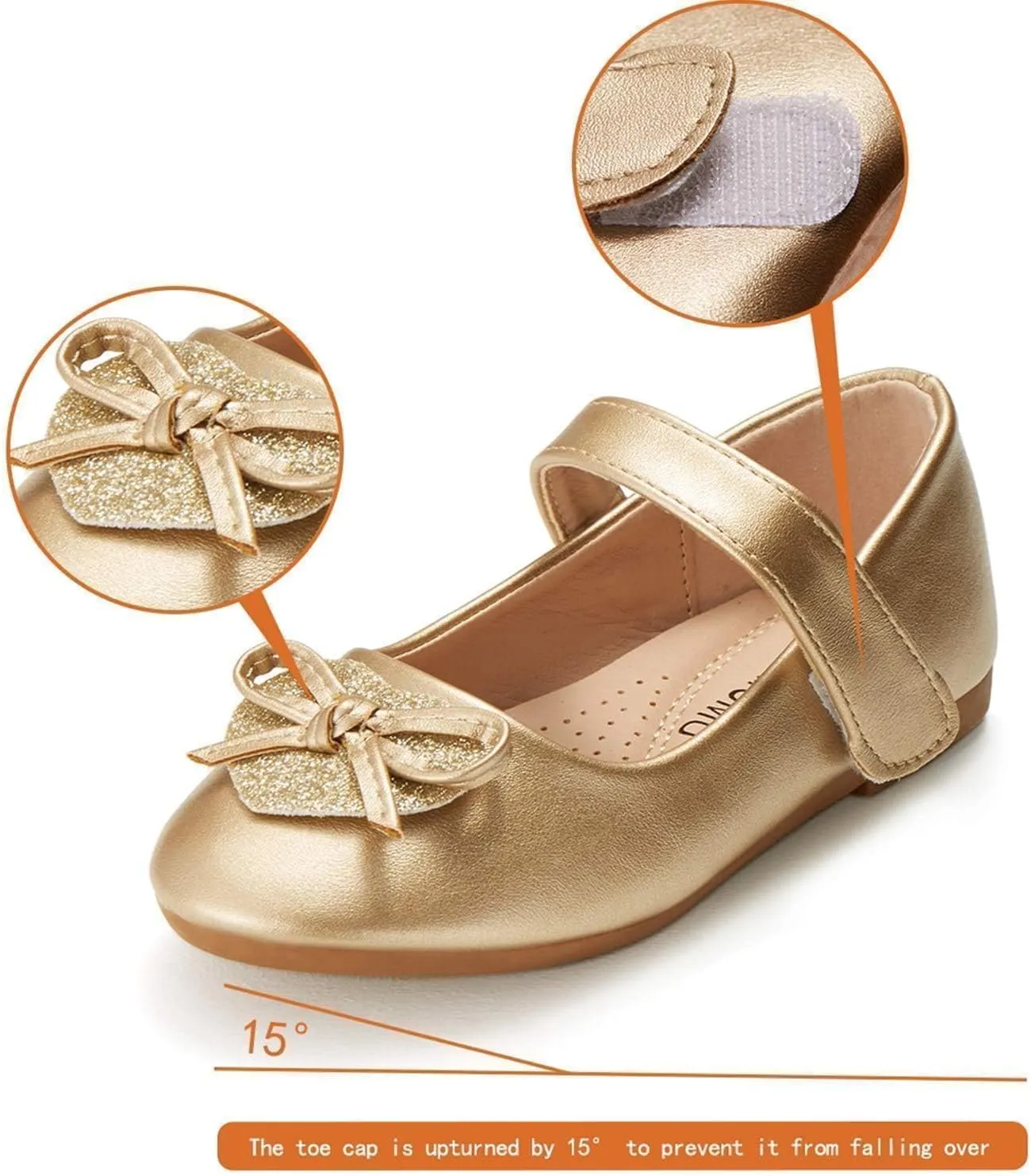 ADAMUMU Toddler Dress Shoes Flower Girl Shoes for Weeding Cute Toddler Mary Jane Shoes Lace Flore Ballet Flat for Walking, Jumping