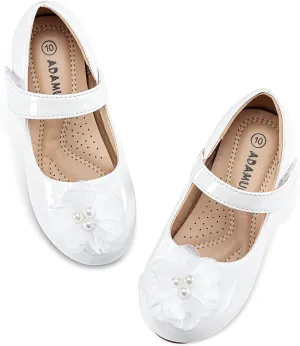 ADAMUMU Toddler Dress Shoes Flower Girl Shoes for Weeding Cute Toddler Mary Jane Shoes Lace Flore Ballet Flat for Walking, Jumping