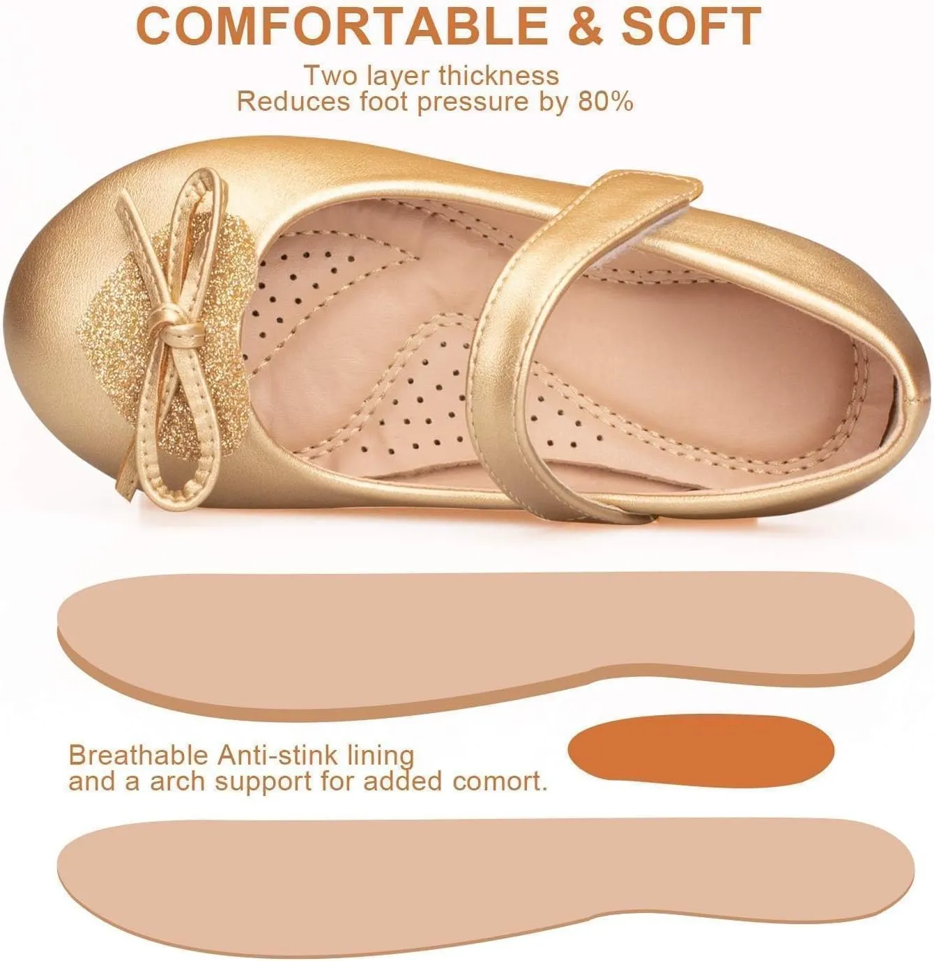 ADAMUMU Toddler Dress Shoes Flower Girl Shoes for Weeding Cute Toddler Mary Jane Shoes Lace Flore Ballet Flat for Walking, Jumping