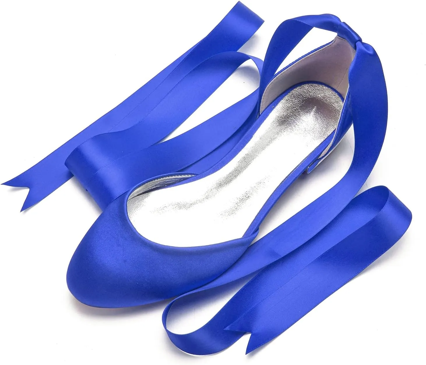 ADMLZQQ Ballet Flats Women Satin Comfortable Closed Toe Ribbon Tie Flats Shoes for Bride Round Toe Prom Evening Bridal Party Dress Flats