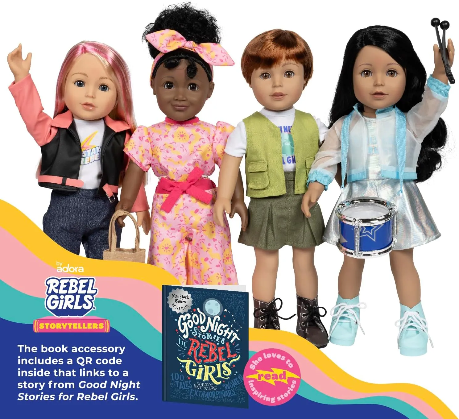 Adora 18" Rebel Girls Doll Collection - Inspired by Good Night Stories Rebel Girl Books - Premium Quality Soft and Movable Doll Body with Realistic Features - Creator