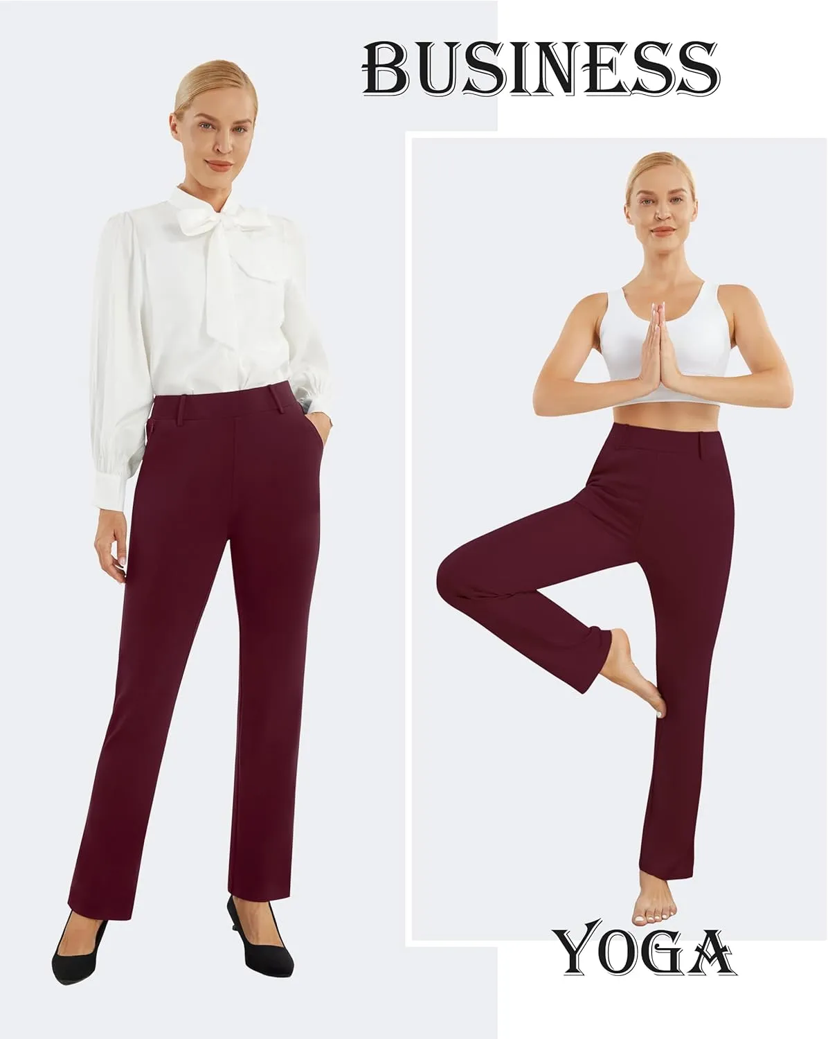 AFITNE Women's Dress Pants 2025 Stretchy Straight Leg Yoga Work Slacks with Pockets Business Casual Pants Petite/Regular/Tall