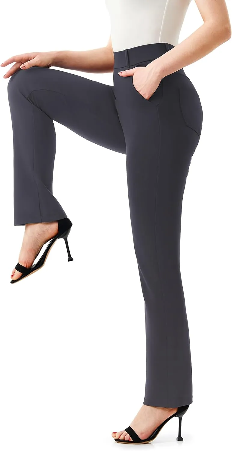 AFITNE Women's Dress Pants 2025 Stretchy Straight Leg Yoga Work Slacks with Pockets Business Casual Pants Petite/Regular/Tall