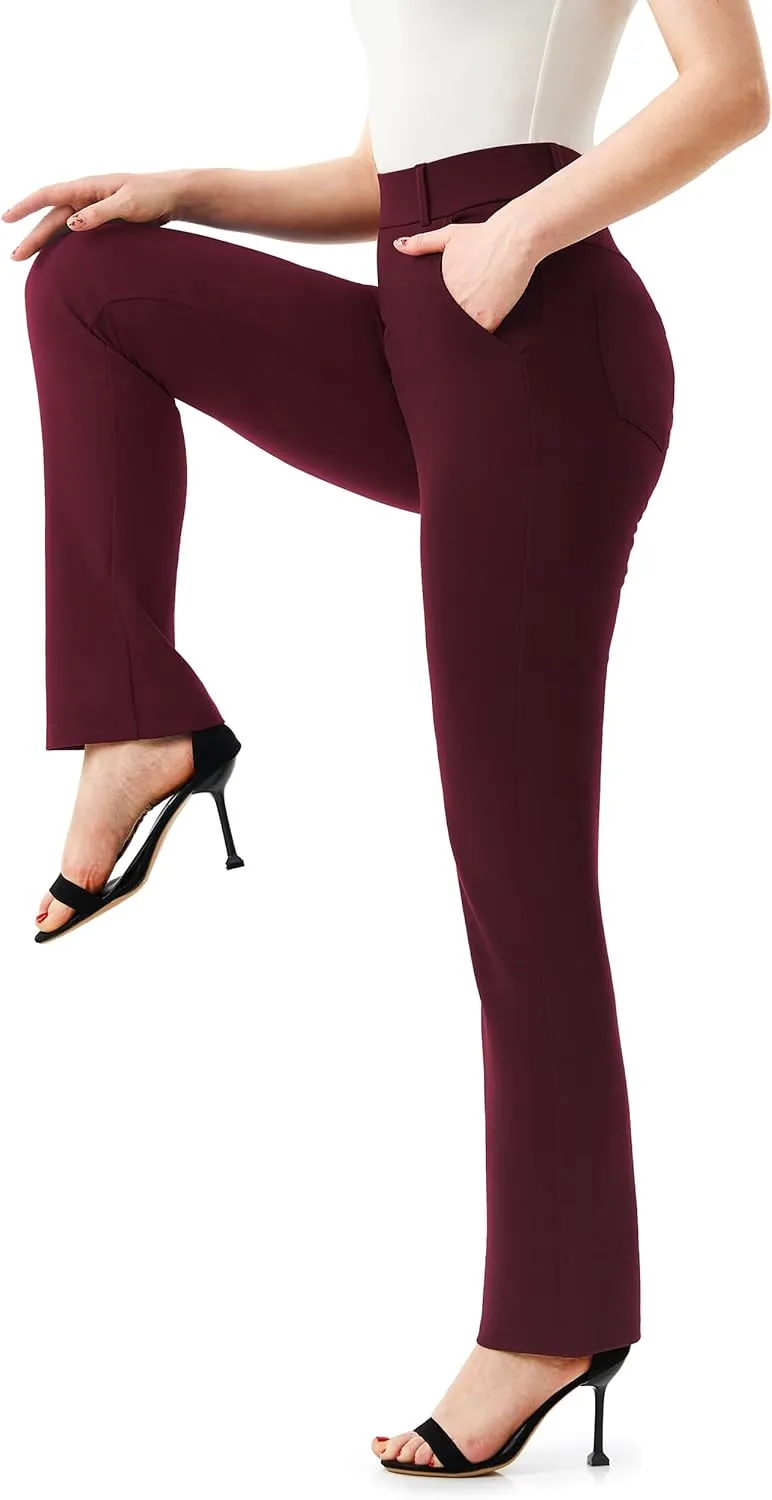 AFITNE Women's Dress Pants 2025 Stretchy Straight Leg Yoga Work Slacks with Pockets Business Casual Pants Petite/Regular/Tall