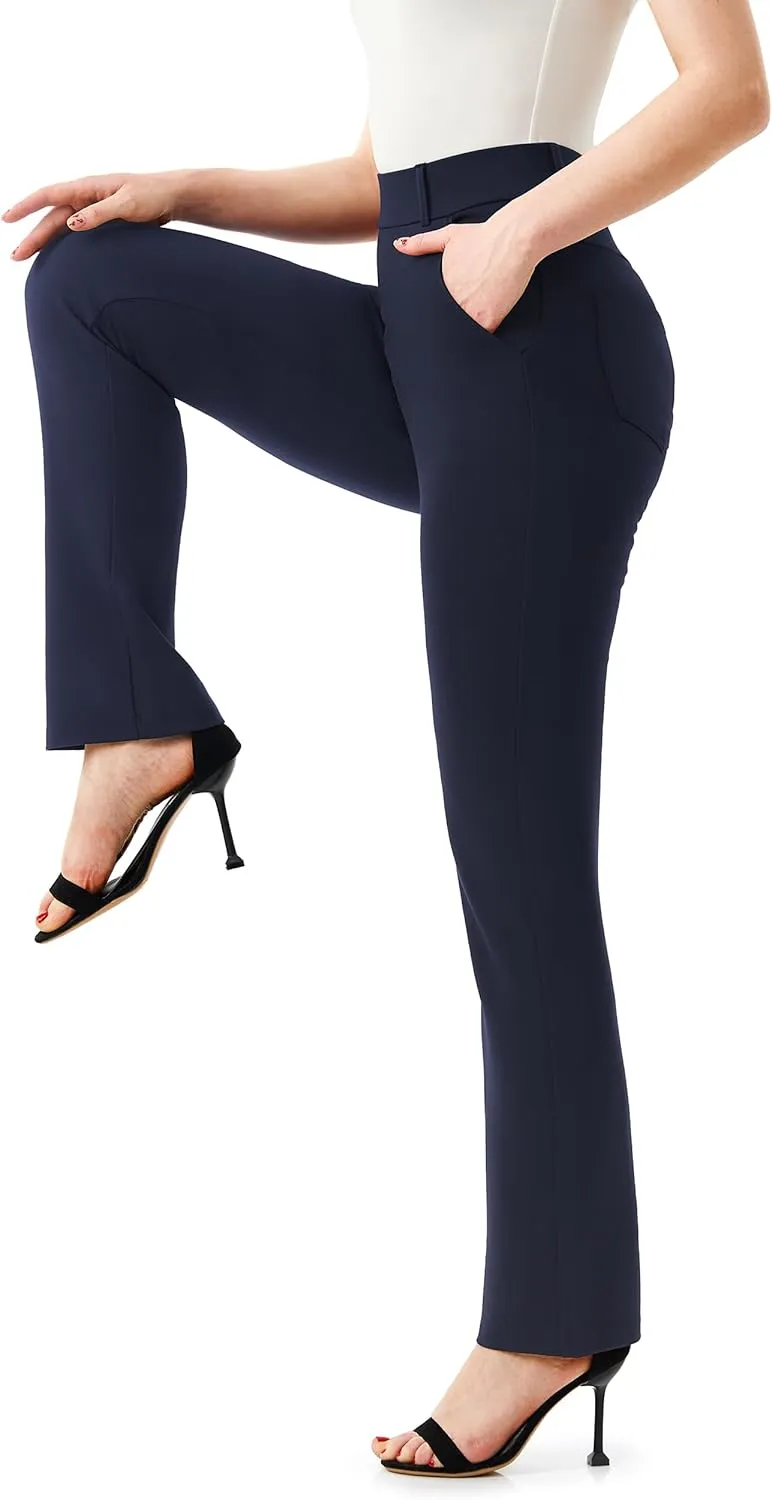 AFITNE Women's Dress Pants 2025 Stretchy Straight Leg Yoga Work Slacks with Pockets Business Casual Pants Petite/Regular/Tall