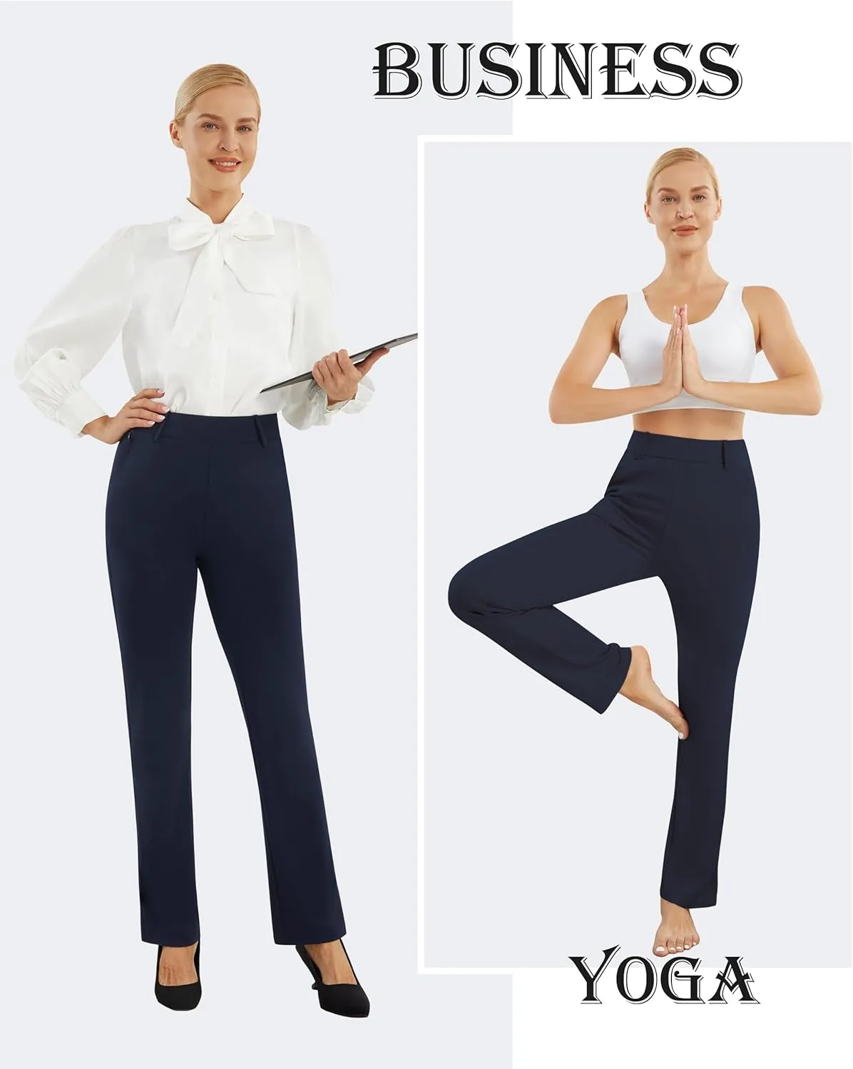 AFITNE Women's Dress Pants 2025 Stretchy Straight Leg Yoga Work Slacks with Pockets Business Casual Pants Petite/Regular/Tall