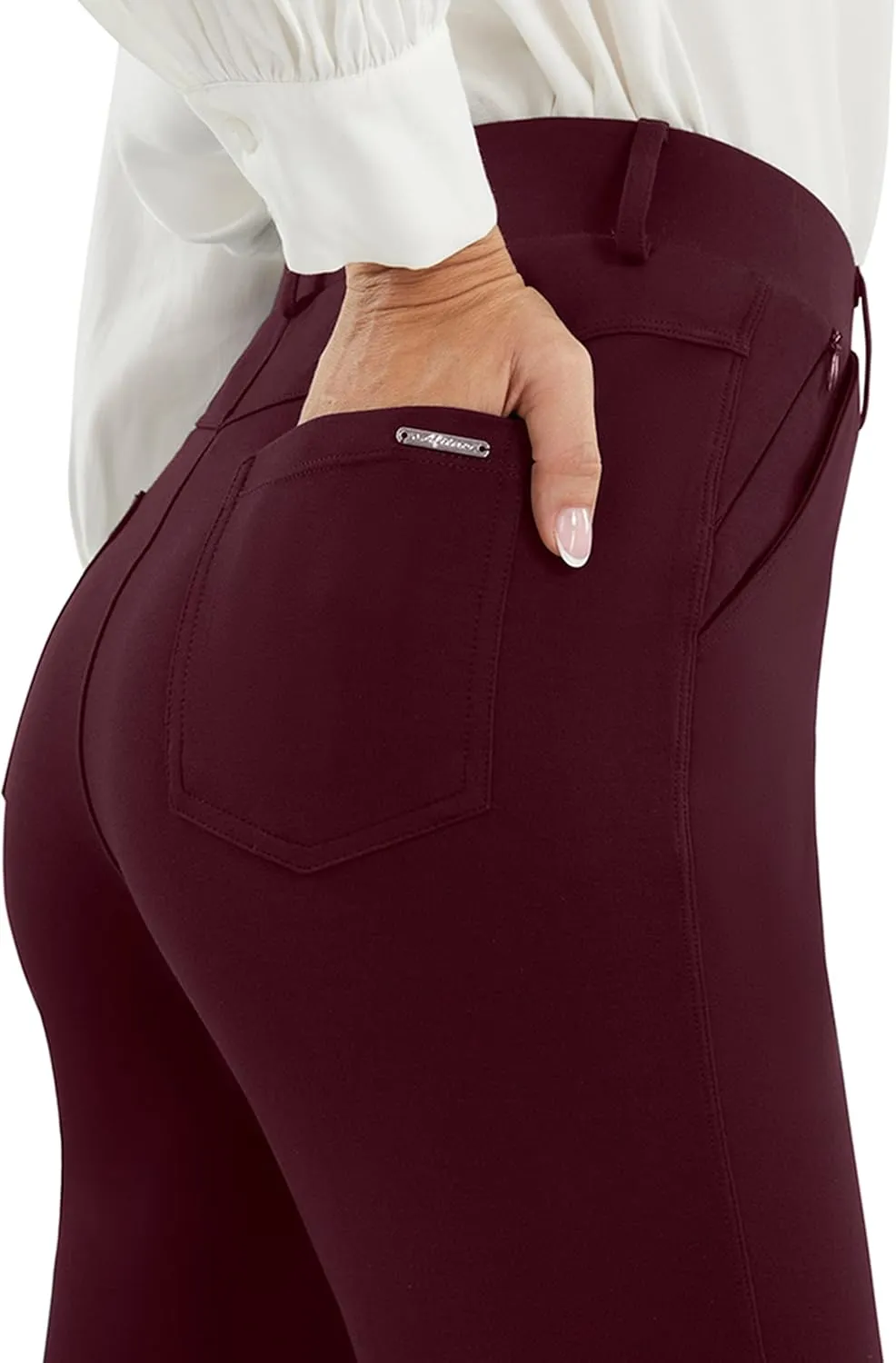 AFITNE Women's Dress Pants 2025 Stretchy Straight Leg Yoga Work Slacks with Pockets Business Casual Pants Petite/Regular/Tall