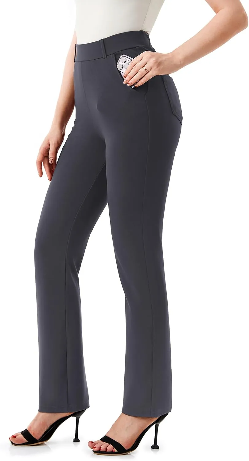 AFITNE Women's Dress Pants 2025 Stretchy Straight Leg Yoga Work Slacks with Pockets Business Casual Pants Petite/Regular/Tall