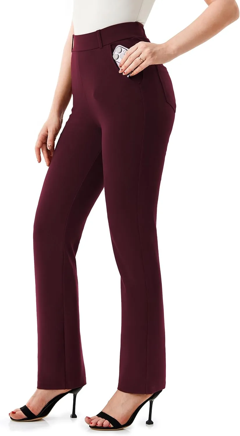 AFITNE Women's Dress Pants 2025 Stretchy Straight Leg Yoga Work Slacks with Pockets Business Casual Pants Petite/Regular/Tall