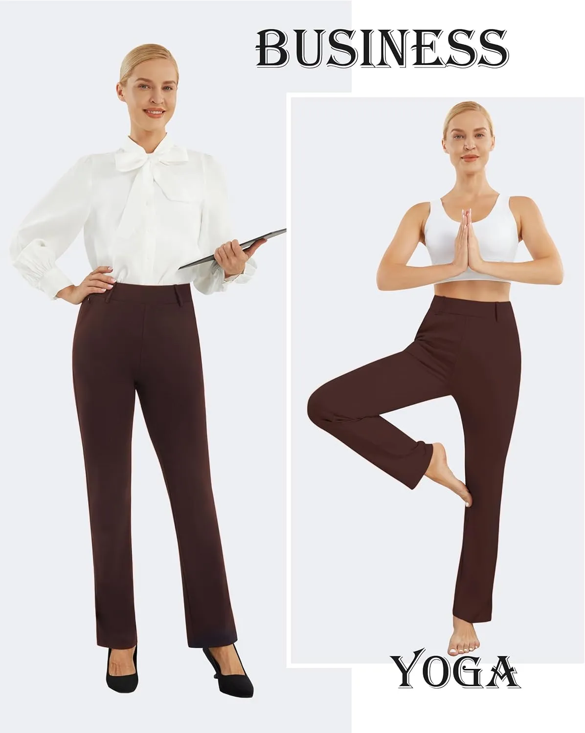 AFITNE Women's Dress Pants 2025 Stretchy Straight Leg Yoga Work Slacks with Pockets Business Casual Pants Petite/Regular/Tall