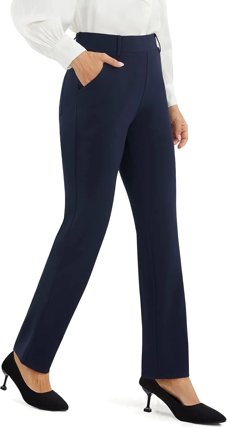 AFITNE Women's Dress Pants 2025 Stretchy Straight Leg Yoga Work Slacks with Pockets Business Casual Pants Petite/Regular/Tall