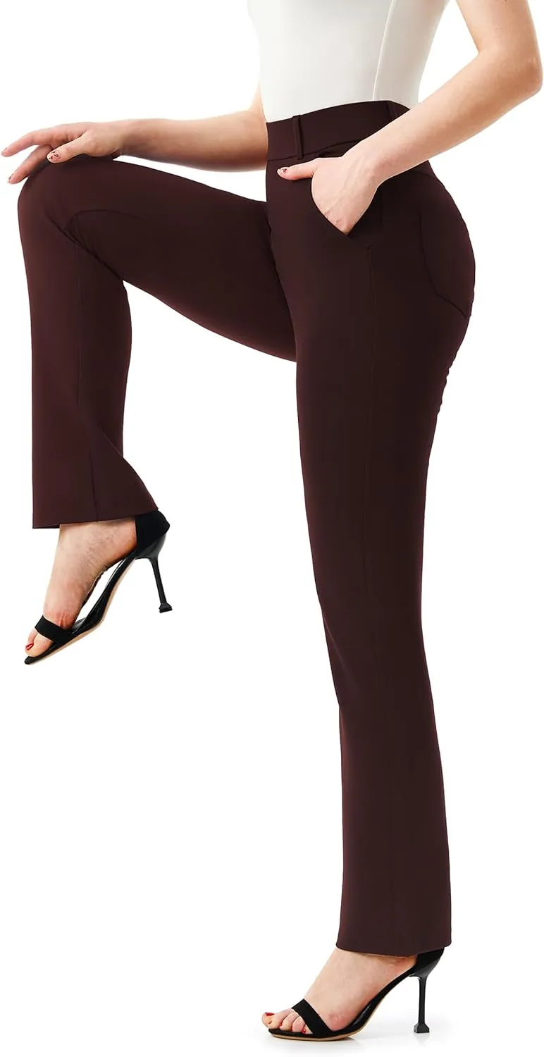 AFITNE Women's Dress Pants 2025 Stretchy Straight Leg Yoga Work Slacks with Pockets Business Casual Pants Petite/Regular/Tall