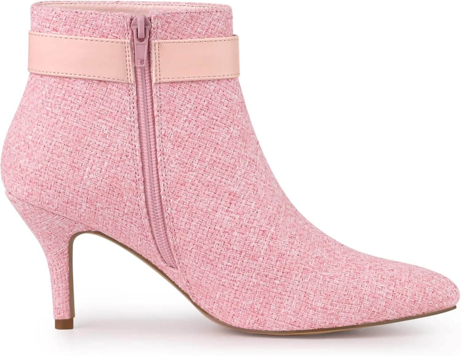Allegra K Women's Buckle Plaid Stiletto Heels Houndstooth Ankle Boots