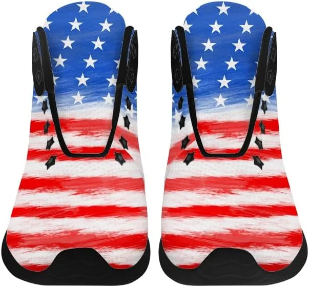 American Flag Shoes for Men Women USA Flag High Top Sneakers Red White Blue Shoes Gifts for Patriots