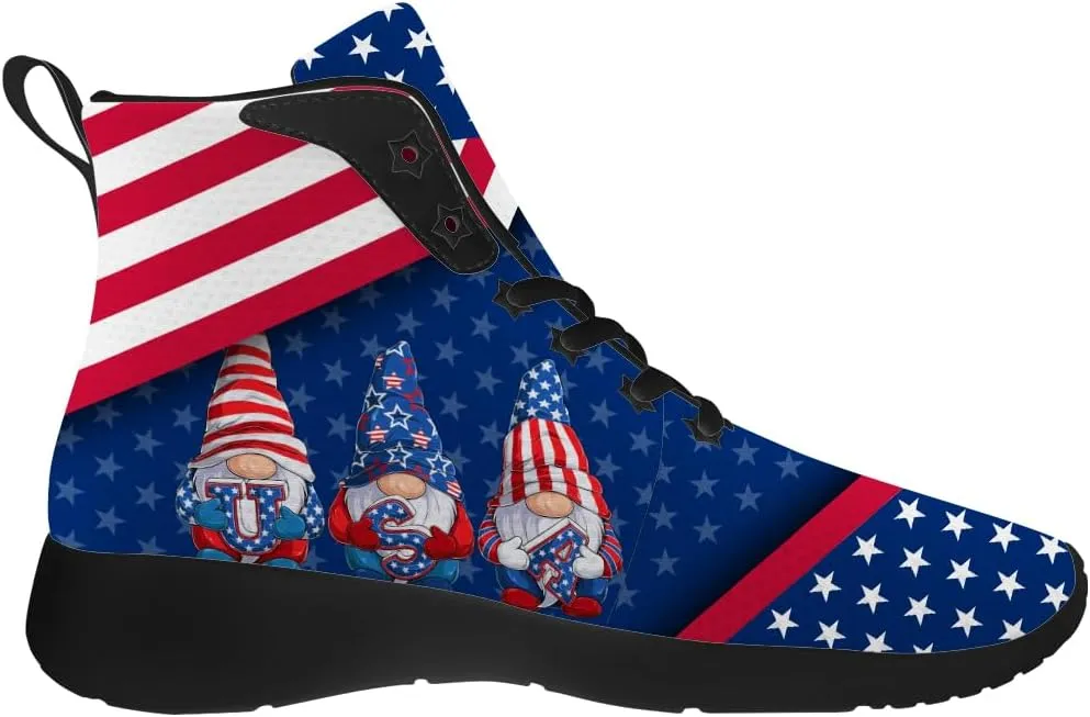 American Flag Shoes for Men Women USA Flag High Top Sneakers Red White Blue Shoes Gifts for Patriots