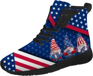 American Flag Shoes for Men Women USA Flag High Top Sneakers Red White Blue Shoes Gifts for Patriots
