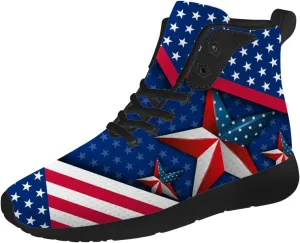 American Flag Shoes for Men Women USA Flag High Top Sneakers Red White Blue Shoes Gifts for Patriots